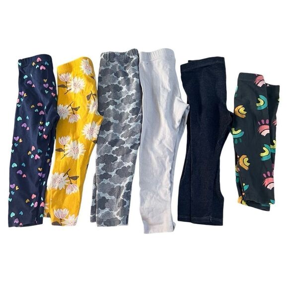 Cat & Jack Uniqlo Set of 6 Cotton Blend Leggings for Girls Toddler 2T EUC - Picture 1 of 5